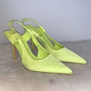 Zara Bright Yellow Slingback Heels 39